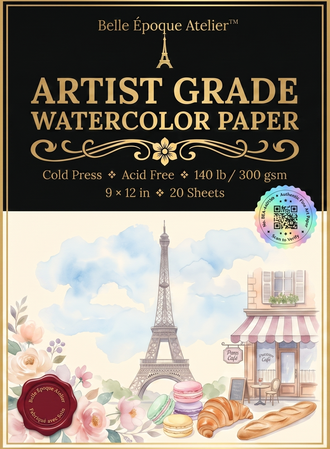 Belle Époque Atelier watercolor paper, front cover